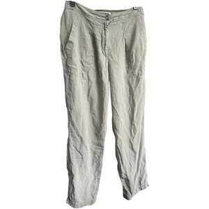 Per Una Green Linen Tencel Blend Straight Leg Pants 8